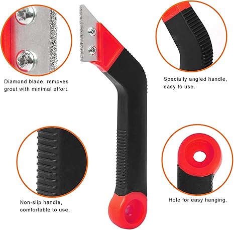 Zaptec Grout Remover Tool - Angled Hand Saw Rake Joint Scraper with 4 Tungsten Carbide Blades - Image 4